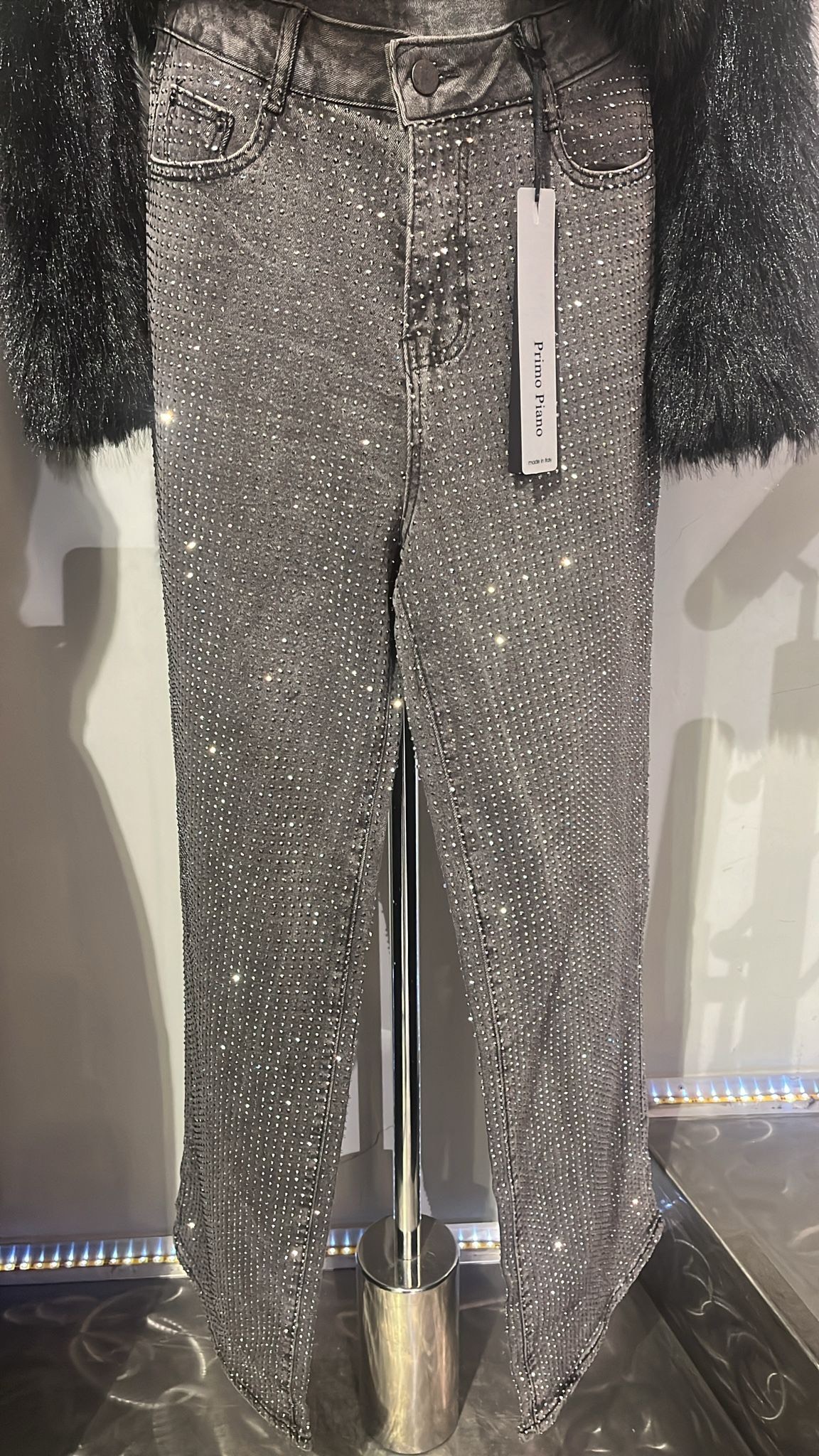 Jeans a palazzo con strass